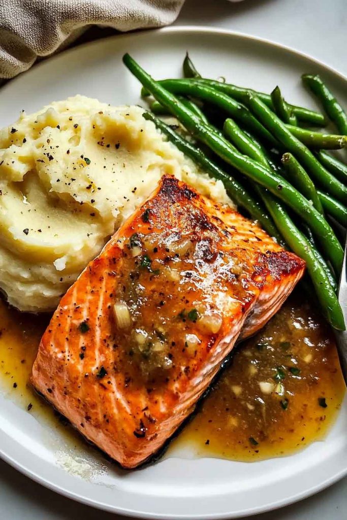 Glazed Salmon Garlic Mashed Potatoes