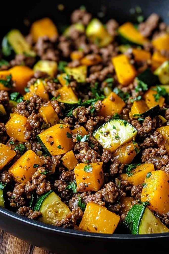 Ingredients for Ground Beef Zucchini Skillet