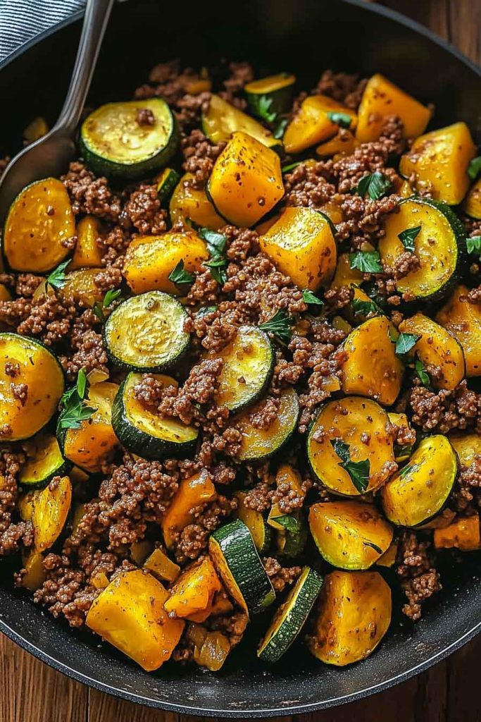 Ground Beef Zucchini Skillet