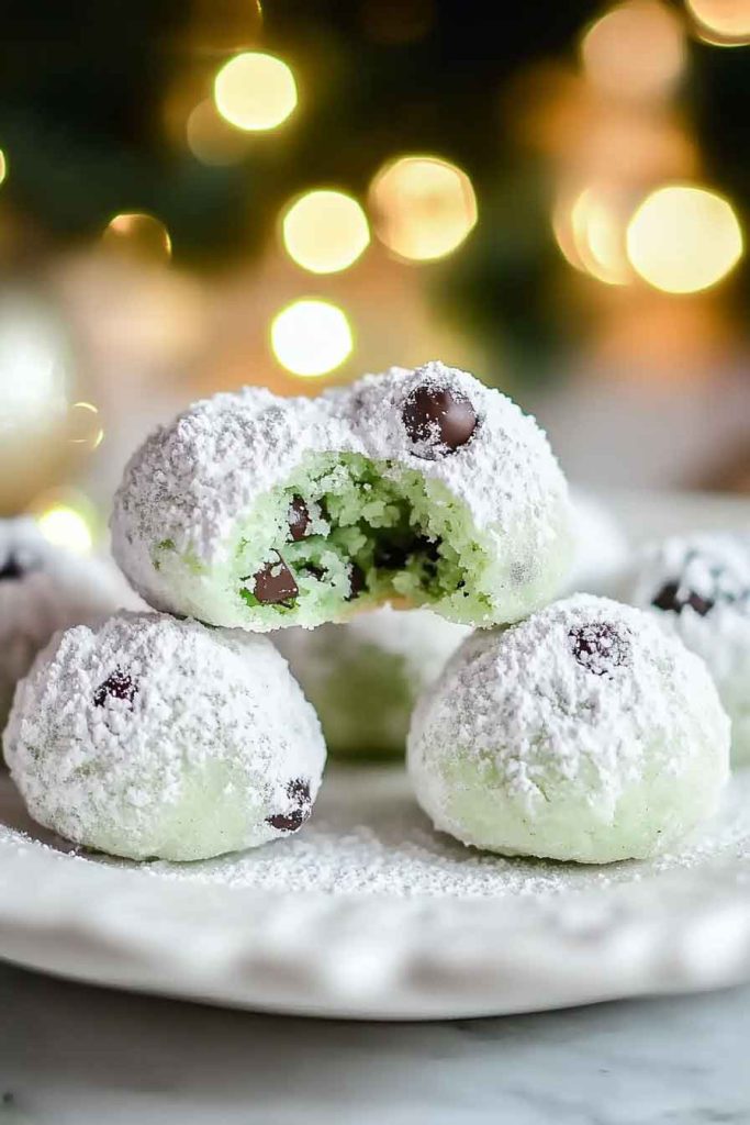 How to Make Mint Chocolate Chip Snowball Cookies