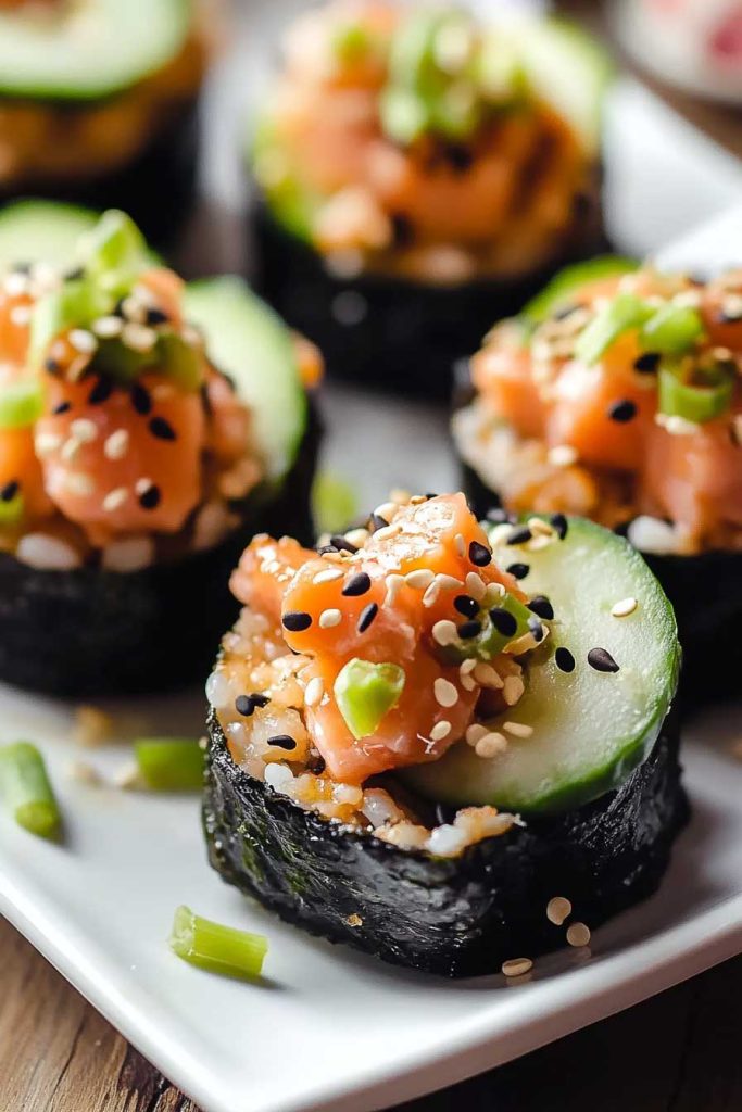 Spicy Baked Salmon Sushi Muffins