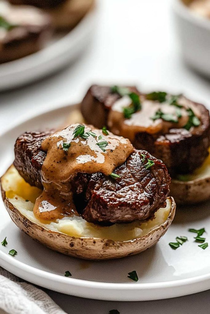 Loaded Steak Baked Potatoes (Oven & Stovetop)